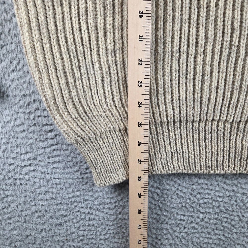 Woolyback British Knitwear Mens Large Pure Wool England Made Suede Patches Beige - Picture 4 of 8